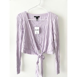 🌿 lilac ribbed wrap top